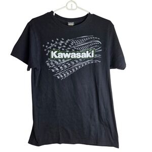 Kawasaki Motorcycles Mens Black Logo Tee Shirt